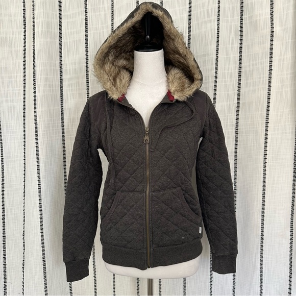 O’Neill Women's Quilted faux fur Hooded Jacket - Grey/brown - Picture 2 of 10